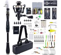 Goture Ensemble de Pêche Professionnel - Canne Télescopique en Fibre de Carbone 24T (1.8m-2.7m) + Moulinet Spinning 9+1 Roulements - Complet avec Ligne 150m/14kg, Outils et Housse