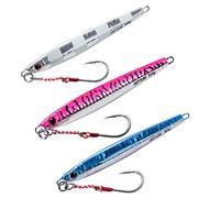 Goture Gabarit de pêche en eau salée 60 g-150 g avec crochet d'assistance, gabarit vertical phosphorescent, rapide plomb Jig Leurres de pêche en mer pour thon, saumon, voile, bar rayé, mérou, merou,