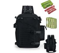 Goture Sling Tackle Bag - Sac à dos de pêche avec support pour canne à pêche - Système MOLLE - Espace de rangement pour leurres et accessoires, Noir avec 3 boîtes à appâts, Sac à bandoulière