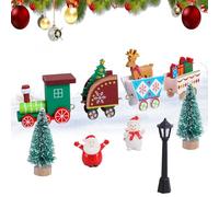 gotyou 6 pièces de Porte de Lutin de Noël,Train de Noël en Bois,Le Renne Noël Train de Noel Decoet Mini Sapin de Noël et Lampe de Rue et Bonhomme de Neige,Décoration de Noël