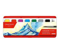 Gouache - CARAN D'ACHE - Set de 7 Pans - Fabrication traditionnelle - Résistance à la lumière - 1 pinceau inclus