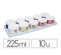 Gouache doigt pébéo tacticolor socle plastique coloris assortis 10 pots 225ml