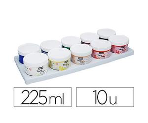 Gouache doigt pébéo tacticolor socle plastique coloris assortis 10 pots 225ml
