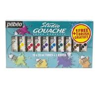 Pébéo Gouache Studio – Étude et fine – 10 tubes de 20 ml + 1 pinceau