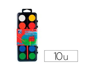 Gouache lefranc bourgeois pastille 28mm diamètre boîte 12 coloris + 1 pinceau