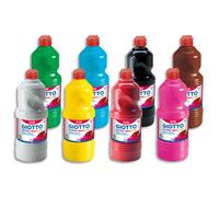 Gouache liquide giotto prête à l'emploi pigments riches couvrante crémeuse coloris assortis boîte 8 flacons 1000ml