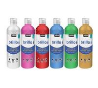 Carton de 6 flacons de 500 ml de gouache brillante PEBEO brillo couleurs nacrées