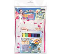 Gouache Pour Textile Playcolor 6 Pcs + Pochoirs Fille - Playcolor