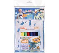 Gouache Pour Textile Playcolor 6 Pcs + Pochoirs Garçon
