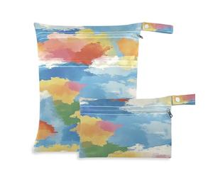Gouache Rainbow Lot de 2 sacs de bain réutilisables avec poignées pour voyage