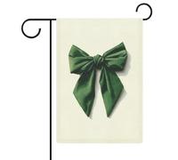 Gouache vert foncé en velours avec nœud pour cheveux - Drapeau de jardin saisonnier - Vacances saisonnières - Double face - Pour la maison et la cour - Drapeaux extérieurs - 32 x 47 cm