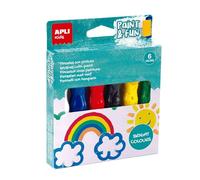 APLI - Lot de 6 pinceaux avec peinture gouache - Pour enfant - Couleurs vives