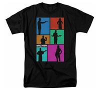 GOUDIDAO Archer Silhouettes T Shirt Mens Cartoon Merchandise Lana Sterling Black XL