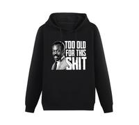 GOUDIDAO Men Long Sleeve Printed Hoodies Too Old for This Shit Danny Glover Lethal Weapon Cult Film Movie QuoteMen's Hoody Sweatershirt Black L