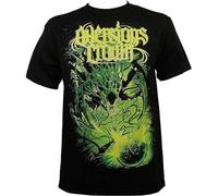 GOUDIDAO Men's Aversions Crown Band Hollow Green Alien Deathcore Men Cotton Short Sleeve T-Shirts Black XL