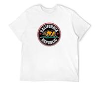 GOUDIDAO Men's California Republic Circle Patch Grizzly Bear Chill T-Shirts White M