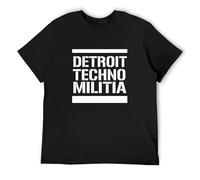 GOUDIDAO Men's Detroit Techno Militia Vinyl 909 Underground Resistance T-Shirts Black M