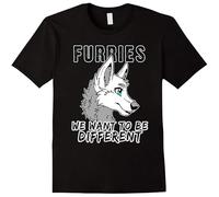 GOUDIDAO Men's Furries We Want to Be Different Furry Shirt Cosplay Shirt Men Graphic T Shirt T-Shirts Black L