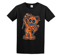 GOUDIDAO Men's Happy Voodoo Kitty Cat Doll Orange and Reflex Blue Cotton T Shirt Black M