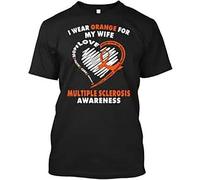 GOUDIDAO Men's I Wear Orange My Wife Multiple Sclerosis for Never T-Shirts Black S