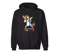 GOUDIDAO Men's Long Sleeve Too Cute to Be Straight Unicorn Flossing LGBT Pride Hoody Sweatershirt Black XL