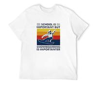 GOUDIDAO Men's Micerice School is Important But Snowboarding is Importanter Vintage T-Shirts White XXL
