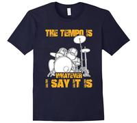 GOUDIDAO Men's The Tempo is Whatever I Say It is Funny Drummer Gift T Shirt Navy M