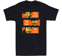 GOUDIDAO The Good The Bad and The Ugly Horror Movie Vintage Men's Cotton T Shirt Black XL