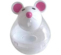 GOUDOGEDC Jouet interactif beige pour chat, distributeur de friandises en forme de souris, support de stockage de nourriture pour chats et chatons d'intérieur, jouets pour chat et animaux pour animaux