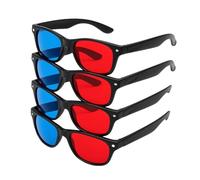 GOUDOGEDC Lot de 4 lunettes 3D universelles rouges et bleues - Cadre vidéo dimensionnel - Pour DVD - Style 3D - Lunettes de visualisation 3D - Télévisions et lumière vidéo - Design simple