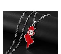 Gouekst Tunisie Carte Drapeau Pendentif Colliers pour Femmes/Hommes - Cartes De Tunisien Charme Pendentif Bijoux Pays Ethnique Chaîne De Clavicule Chaîne De Chandail Patriotique Colliers,Argent,45