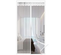 GOUER MagnéTique Moustiquaire Porte 140x210cm Anti Insecte Mouche Moustique Moustiquaire Porte AimantéE sans Percer pour Salon, Fenêtre de Balcon, Couloirs, Terrasse, Blanc A