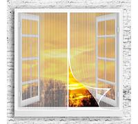 GOUER Moustiquaire Fenetre 130x135cm Fermeture Automatique Aimant Moustiquaire De Porte AimantéE avec Bande Scratch pour la Fenêtre, Blanc