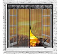 GOUER Moustiquaire Fenêtre Magnétique 130x130cm Antimoustique Porte Anti Mouche Aimant Arrêter Autres Insectes Bestioles pour Porte de Balcon, Porte Cave, Noir A