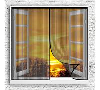 GOUER Moustiquaires pour Fenêtre 115x145cm Mouche Aimant Fermeture Automatique Aimantée Moustiquaire sans Outil Installation Facile pour Salon Fenêtre Balcon, Noir