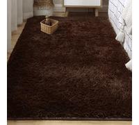 GOUER Tapis de Salon Shaggy Ultra Doux 170 x 210 cm Dessous Antidérapant Tapis Salon Shaggy Poil Long Décoration pour Chambre à Coucher, de, Brun