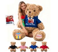GOUFEISUN Ours en Peluche Géant Personnalisé 50 cm À 125 cm avec Texte Et Photo, Giant Teddy Bear Personnalisable comme Cadeaux Personnalisés pour Elle Lui pour Saint Valentin Anniversaire Noël