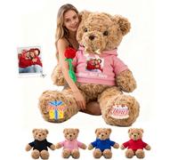GOUFEISUN Ours en Peluche Géant Personnalisé 50 cm À 125 cm avec Texte Et Photo, Giant Teddy Bear Personnalisable comme Cadeaux Personnalisés pour Elle Lui pour Saint Valentin Anniversaire Noël