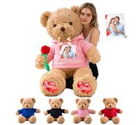 GOUFEISUN Ours en Peluche Géant Personnalisé 50 cm À 125 cm avec Texte Et Photo, Giant Teddy Bear Personnalisable comme Grand Ours en Peluche Cadeau pour Noël Saint Valentin Anniversaire