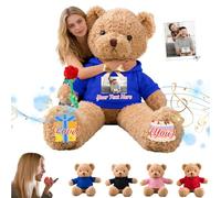 GOUFEISUN Ours en Peluche Géant Personnalisé avec Enregistrement Vocal 50 cm À 125 cm, Giant Teddy Bear Personnalisable comme Cadeaux pour Hommes Femmes pour Anniversaire Saint Valentin Noël