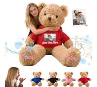 GOUFEISUN Ours en Peluche Géant Personnalisé avec Enregistrement Vocal 50 cm À 125 cm, Giant Teddy Bear Personnalisable comme Cadeaux pour Hommes Femmes pour Anniversaire Saint Valentin Noël