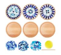 Goufride 1 Ensemble de Kit de Bricolage en Mosaïque pour Adultes Débutants, Pièces de Carreaux de Mosaïque en Verre Bleu avec Plateau de Base Vierge pour Art Fait à la Main à