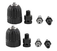 Goufride 2 Pièces 0.8-10mm Convertisseur de Mandrin de Perceuse Sans Clé Précis 3/8 Pouces - Adaptateur de Changement de Filetage 24UNF avec Douille à Tige Hexagonale SDS-Plus