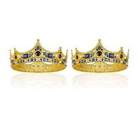 Goufride 2X Couronnes de Roi d'or pour - Couronne de Cristal de Strass Vintage Baroque, Couronne Complète de Rois pour pour la Soirée de de ThéÂTre