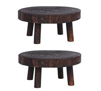 Goufride 2X Rustique Décoratif Rond en Bois Piédestal Pot de Plante Riser Support de Plante en Pot étagère de Plante pour Intérieur Extérieur Décor à A