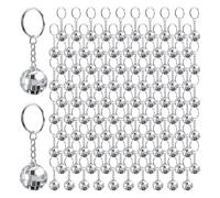 Goufride 96 Pièces Mini Porte-Clés Boule Disco Faveurs Boule Disco Miroir Années 70 80 90 Porte-Clés Disco en Vrac Argent Accessoires Disco