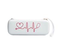 Goufride Boîte de Rangement pour Stéthoscope EVA Mallette de Voyage Portable avec Sac en Filet, Disque Dur, Stylo, Organisateur Blanc