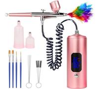 Goufride Kit D'Aérographe LCD avec Compresseur D'Air, Machine Aérographe Sans Fil à 3 Vitesses avec Tuyau pour Cosmétiques, Peinture Artistique