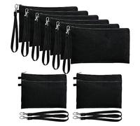 Goufride Lot de 10 à Cosmétiques Vierges pour Sublimation avec Bracelet pour Bricolage, à Crayons à Glissière Noirs 8,3 X 5,1 Po