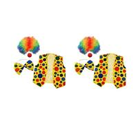 Goufride Lot de 8 Costume de Clown-Clown Nez Clown Perruque Noeud Papillon et Gilet pour Cosplay Parties Carnavals Dress Up de Rôle